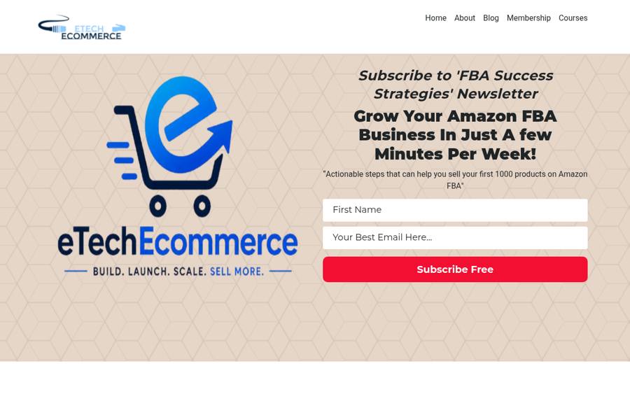 eTech eCommerce homepage
