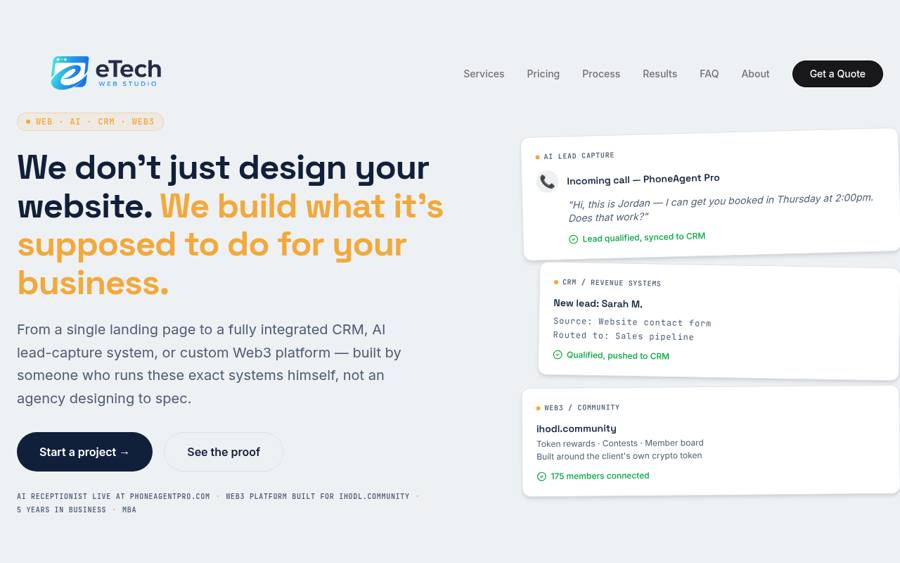 eTech Web Studio homepage