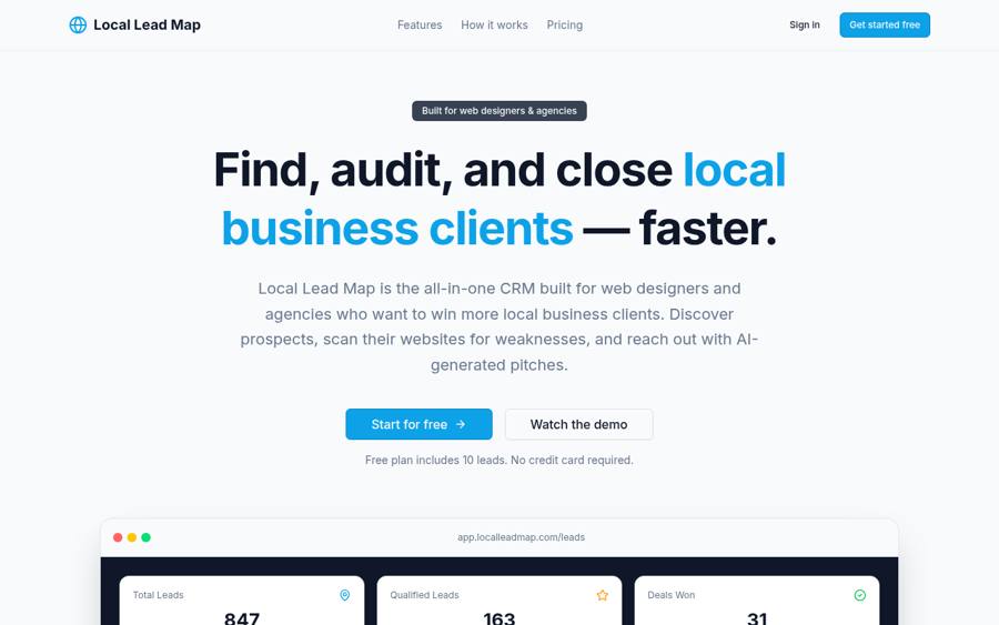 Local Lead Map homepage
